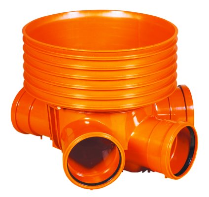 Kineta przelotowa 400 K PP - Typ 3 i 4 KG z uszczelką do rury trzonowej (wznoszącej), z uszczelkami w kielichach rur wlotowych 200 + L200 - 45° Kaczmarek 2553133300